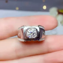 18K Gold-Plated Men's Ring Settings For 5mm/6.5mm/8mm/9mm Round Moissanite 925 Silver