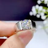18K Gold-Plated Men's Ring Settings For 6.5mm (1ct), 8mm (2ct) & 9mm (3ct) Round Moissanite 925 Silver