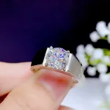 18K Gold-Plated Men's Ring Settings For 6.5mm (1ct), 8mm (2ct) & 9mm (3ct) Round Moissanite 925 Silver