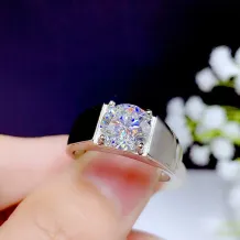 18K Gold-Plated Men's Ring Settings For 6.5mm (1ct), 8mm (2ct) &amp; 9mm (3ct) Round Moissanite 925 Silver