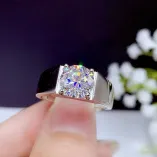 18K Gold-Plated Men's Ring Settings For 6.5mm (1ct), 8mm (2ct) & 9mm (3ct) Round Moissanite 925 Silver