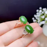 18K Gold-Plated Ring Setting For 10x14mm Oval Jade Cabochon 925 Silver