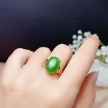 18K Gold-Plated Ring Setting For 10x14mm Oval Jade Cabochon 925 Silver