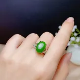 18K Gold-Plated Ring Setting For 10x14mm Oval Jade Cabochon 925 Silver