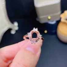 18K Gold Plated S925 Sterling Silver for 6x8mm Oval Cut Ruby Sapphire Emerald Ring Setting