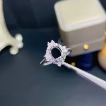 18K Gold Plated S925 Sterling Silver for 6x8mm Oval Cut Ruby Sapphire Emerald Ring Setting