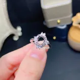 18K Gold Plated S925 Sterling Silver for 6x8mm Oval Cut Ruby Sapphire Emerald Ring Setting