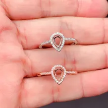 18K Gold Plated S925 Sterling Silver Ring Setting for 4x6mm Ruby/Sapphire/Emerald