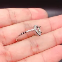 18K Gold Plated S925 Sterling Silver Ring Setting for 4x6mm Ruby/Sapphire/Emerald