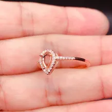 18K Gold Plated S925 Sterling Silver Ring Setting for 4x6mm Ruby/Sapphire/Emerald