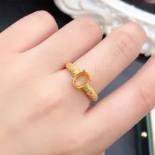 18K Gold Plated S925 Sterling Silver Ring Settings for Oval 6x8/7x9/8x10mm Jadeite Mounts