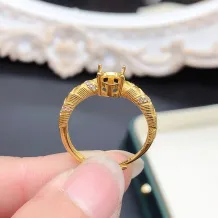 18K Gold Plated S925 Sterling Silver Ring Settings for Oval 6x8/7x9/8x10mm Jadeite Mounts