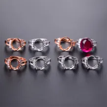 18K Gold Plated S925 Sterling Silver Ring Settings - Oval 9x11/10x12/11x13/12x14mm Jadeite