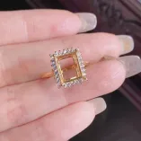 18K Gold Plated S925 Sterling Silver Ring Settings - Square 3*5/4*6/5*7/6*8/7*9/8*10mm Gemstone Mounts