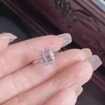 18K Gold Plated S925 Sterling Silver Ring Settings - Square 3*5/4*6/5*7/6*8/7*9/8*10mm Gemstone Mounts