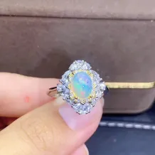 18K Gold-Plated Silver Ring Setting for 6x8mm Oval Gemstones