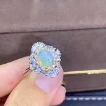 18K Gold-Plated Silver Ring Setting for 6x8mm Oval Gemstones