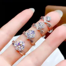 18k Gold Plated Sterling Silver Blank Ring For Round Brilliant Cut 5/6.5/8/9mm Moissanite