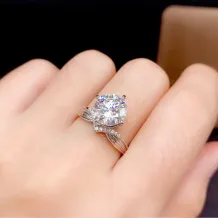 18k Gold Plated Sterling Silver Blank Ring For Round Brilliant Cut 5/6.5/8/9mm Moissanite