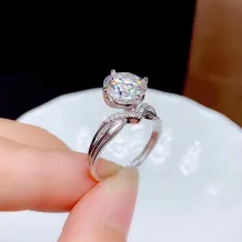 18k Gold Plated Sterling Silver Blank Ring For Round Brilliant Cut 5/6.5/8/9mm Moissanite