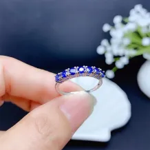 18K Gold-Plated Sterling Silver Cluster Ring Setting for 3x3mm Round Colored Gemstones/Jadeite