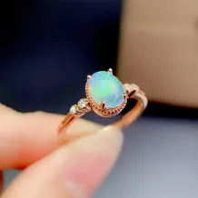 18K Gold Plated Sterling Silver Ring Setting - Oval 6x8mm Opal &amp; Colored Gemstone Mount