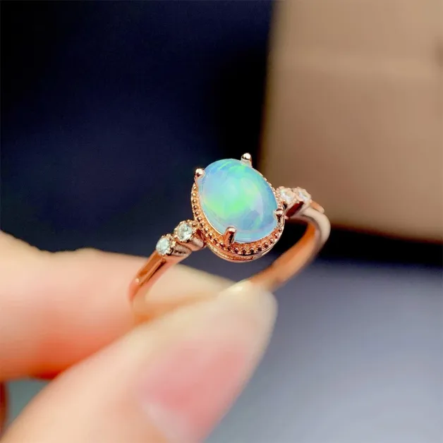 18K Gold Plated Sterling Silver Ring Setting - Oval 6x8mm Opal & Colored Gemstone Mount