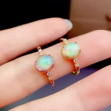 18K Gold Plated Sterling Silver Ring Setting - Oval 6x8mm Opal &amp; Colored Gemstone Mount