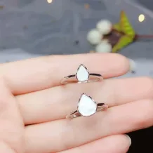 18K Gold-Plated Teardrop Ring Settings for 5x7mm &amp; 7x9mm Gemstones/Jade (S925, Unset)