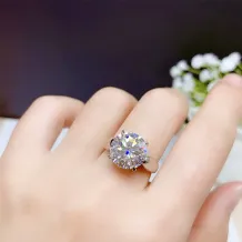 18K Gold-Plated Wide Band 4-Prong Ring Setting For 0.5 1 2 3 5ct Round Moissanite 925 Silver Unset