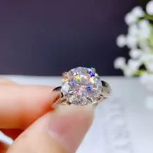 18K Gold-Plated Wide Band 4-Prong Ring Setting For 0.5 1 2 3 5ct Round Moissanite 925 Silver Unset