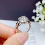 18K Gold-Plated Wide Band 4-Prong Ring Setting For 0.5 1 2 3 5ct Round Moissanite 925 Silver Unset