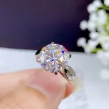 18K Gold-Plated Wide Band 4-Prong Ring Setting For 0.5 1 2 3 5ct Round Moissanite 925 Silver Unset