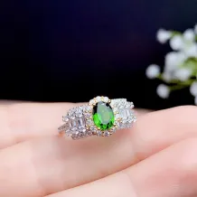 18K Two-Tone Gold-Plated Jewelry Set For 5x7mm Oval Colored Gemstones 925 Silver Ring &amp; Pendant