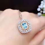 18K Two-Tone Gold-Plated Marquise Ring & Pendant Setting For 4x6/5x7mm Square Gemstones 925 Silver