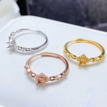 3*3 Mm Round Prong Setting 925 Sterling Silver Rose Gold Plated For Gemstone