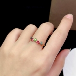 3*3mm Multiple Round Prong Ring Setting Yellow Gold Plated 925 Silver For Ruby Sapphire Emerald Ring
