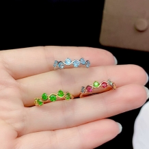 3*3mm Multiple Round Prong Ring Setting Yellow Gold Plated 925 Silver For Ruby Sapphire Emerald Ring