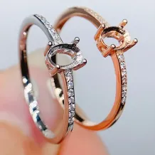 4*6mm Oval Prong Bezel 925 Silver Plated Gold Ring Setting For Gemstone