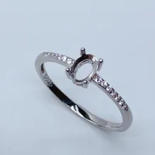 4*6mm Oval Prong Bezel 925 Silver Plated Gold Ring Setting For Gemstone