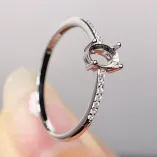 4*6mm Oval Prong Bezel 925 Silver Plated Gold Ring Setting For Gemstone