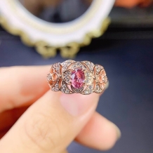 4*6mm S925 Sterling Silver Ring For Oval Red And Blue Gemstones