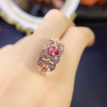 4*6mm S925 Sterling Silver Ring For Oval Red And Blue Gemstones