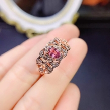 4*6mm S925 Sterling Silver Ring For Oval Red And Blue Gemstones