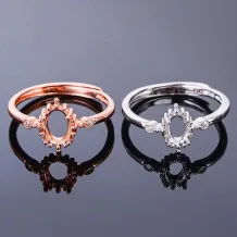 4 Prong Ring Setting S925 Sterling Silver For Oval 4x6 5x7mm Gemstone