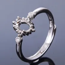 4 Prong Ring Setting S925 Sterling Silver For Oval 4x6 5x7mm Gemstone