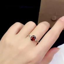 4 Prong-Set Ring Mount - 925 Sterling Silver Plated With 18k Gold For 6x8mm Oval Ruby/Sapphire