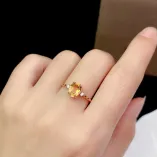 4 Prong-Set Ring Mount - 925 Sterling Silver Plated With 18k Gold For 6x8mm Oval Ruby/Sapphire