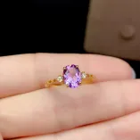 4 Prong-Set Ring Mount - 925 Sterling Silver Plated With 18k Gold For 6x8mm Oval Ruby/Sapphire