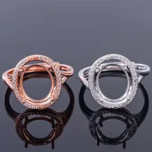 9x10mm 4 Prong Setting For Oval Diamond 925 Sterling Silver Rose Gold Plated